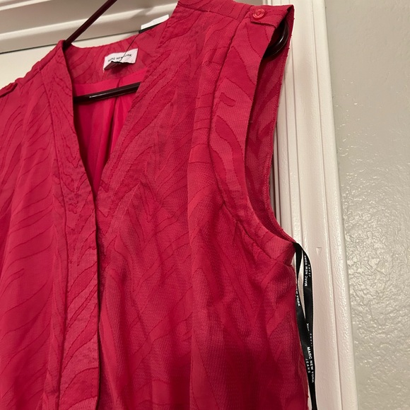 Mark New York Large dark pink blouse short sleeves v neck - Picture 6 of 9